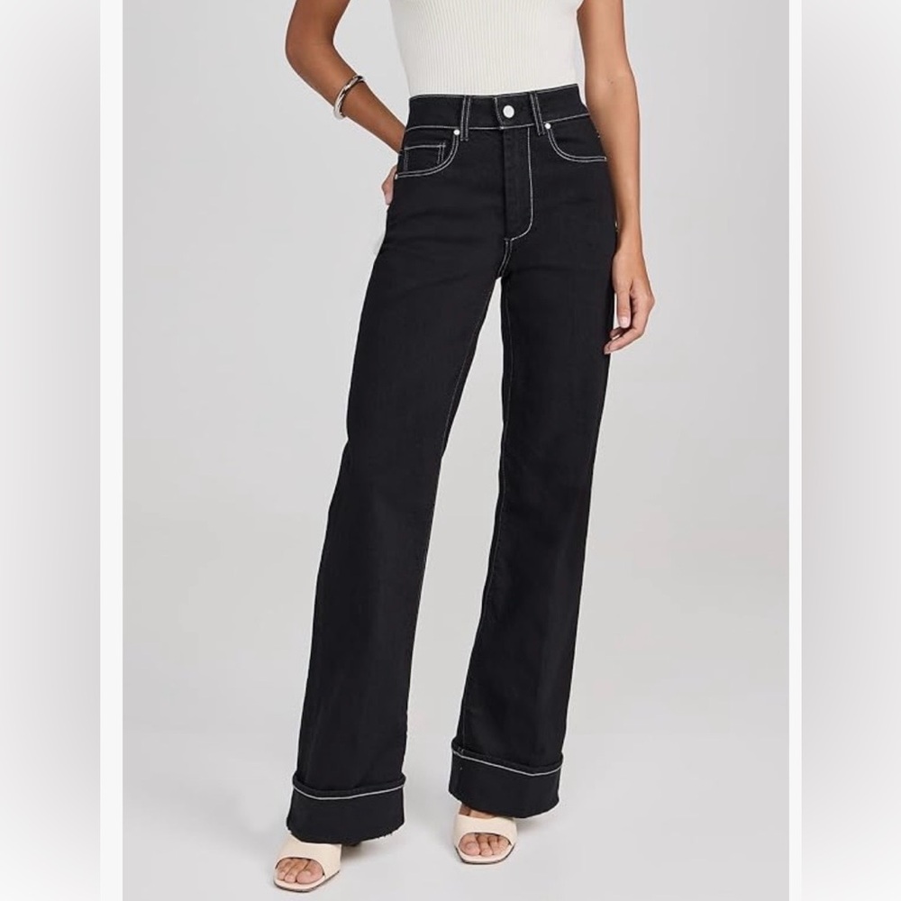 PAIGE Black Flare Women's Jeans Cuffed Sasha 25